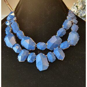 Kate Spade Blue Lapis Lazuli Quarry Gems Double Statement Gold Plated Necklace